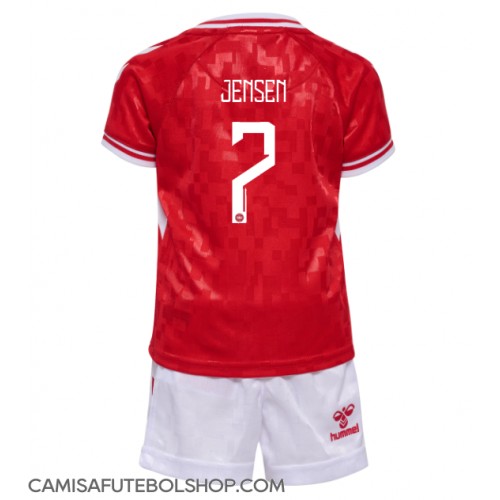 Camisa de time de futebol Dinamarca Mathias Jensen #7 Replicas 1º Equipamento Infantil Europeu 2024 Manga Curta (+ Calças curtas)